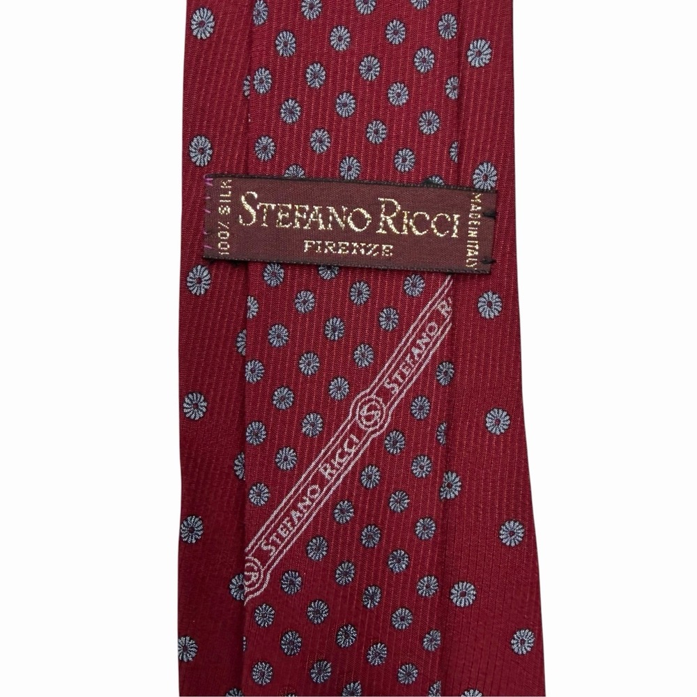 Stefano Ricci Men's Tie Floral Red Satin Silk Italy 3.25" (W) x 58.5" (L) guc